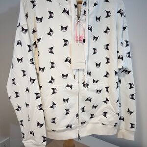 White Hoodie with Cat Print